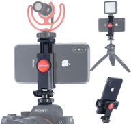 📸 camera hot shoe phone tripod mount adapter 360 rotation phone holder with cold shoe for mic light stand - compatible with canon nikon sony dslr cameras and dji ronin sc gimbal stabilizer logo