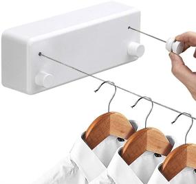 img 4 attached to 👕 Premium Hoimpro Retractable Clothesline: Adjustable Stainless Steel Double Rope String, Wall-Mounted, Heavy Duty ABS Case+Aluminum Dryer, 13.8 Feet, White - Ideal for Hotels