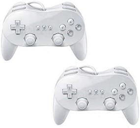img 1 attached to SQDeal Classic Pro Controller Console Gamepad Joystick for Nintendo Wii - White [2 Pack]