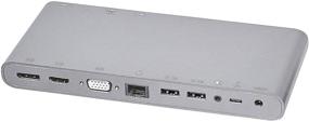 img 4 attached to Amazon Basics Aluminum Type-C Docking Station - DisplayPort, HDMI, VGA, 4 USB-A, Ethernet, 2 Type-C, 2 Audio, DC (75W Charging) - Gray Pedestal