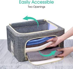 img 1 attached to 🗄️ HOKEMP Stackable Clothes Storage Bins with Metal Frame - Foldable Closet Organizer Boxes for Linen, Bedding, Blankets (Grey, 22L)": A Search-Engine-Optimized Revised Product Name