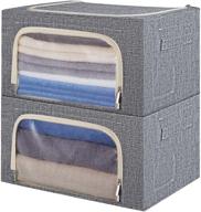 🗄️ hokemp stackable clothes storage bins with metal frame - foldable closet organizer boxes for linen, bedding, blankets (grey, 22l)": a search-engine-optimized revised product name логотип