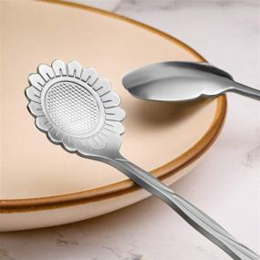 img 2 attached to 🌸 Creative Stainless Steel Flower Spoon Set - 8 Pieces with 8 Different Patterns for Coffee, Tea, and Sugar