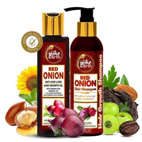 img 4 attached to 🧅 "Продукт The Indie Earth Red Onion Anti Hair Loss & Hair Growth Combo: Мощный двойной комплект 400 мл красного лукового масла и шампуня для достижения оптимальных результатов