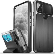 📱 vena vcommute wallet case for google pixel 5a 5g - military grade drop protection, space gray, flip leather cover with card slot holder and kickstand logo