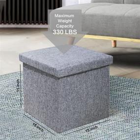 img 3 attached to 🪑 AmasSmile Ottoman with Storage, 15 inch Fabric Footstool Cube Boxes, Dark Grey Linen Small Coffee Table, Folding Storage Foot Rest for Chair, Padded with Memory Foam, Supports 330 lbs