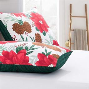 img 2 attached to Lifeety Red Flower and Pine Cone King Size Christmas Comforter Set with 2 Shams: Cozy Bedding for a Festive Vibe