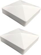 🔝 premium vinyl pyramid fence post caps - 2 pack, fits 5" x 5" vinyl posts, white pvc/vinyl, high quality логотип