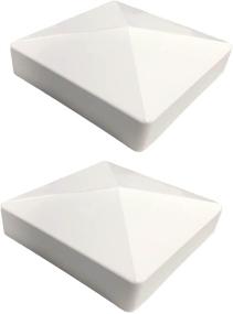 img 4 attached to 🔝 Premium Vinyl Pyramid Fence Post Caps - 2 Pack, Fits 5" x 5" Vinyl Posts, White PVC/Vinyl, High Quality