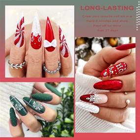 img 2 attached to 🎄 HTPARY Christmas Gel Nail Polish Set - 6 Colors: Dark Green, Red, and White Winter Kit with UV LED Glitter - Perfect Manicure Gifts Box Set for New Year Party!