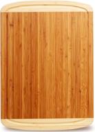 organic bamboo cutting board - lifetime replacement kitchen cutting board - wood butcher block for meat, chopping vegetables - greener chef logo