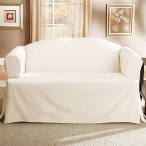 img 3 attached to 🦆 SureFit Home Décor SF28610 Duck Solid T-Cushion Loveseat Cover in Natural Color - Relaxed Fit, 100% Cotton, Machine Washable, One-Piece Design