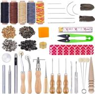 🧵 complete leather tooling kit: tools, supplies, and thread for leather working. includes needles, awls, stitching groover, tracing wheel, and snap fasteners kit. logo