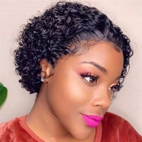 img 4 attached to Vipbeauty Pixie Cut Curly Short Bob Wig: Natural Hairline Brazilian Short Curly Bob Lace Front Wig for Black Women - 150% Density Pre Plucked 6 Inch Closure Wig