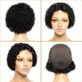 img 1 attached to Vipbeauty Pixie Cut Curly Short Bob Wig: Natural Hairline Brazilian Short Curly Bob Lace Front Wig for Black Women - 150% Density Pre Plucked 6 Inch Closure Wig