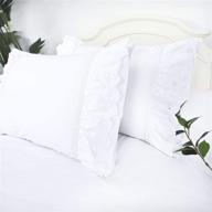 charming eyelet pillow shams: ruffled standard white shabby chic lace farmhouse pillowcases (set of 2) - elegant cotton country french cottage embroidered floral victorian crochet trim 20x26 logo