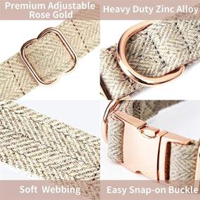 img 3 attached to 🐶 Plaid Rose Gold Dog Collar and Leash Set - Elegant, Comfy, and Adjustable for Small, Medium, or Large Dogs - Beige, M(13.8"-19.7")