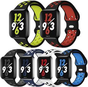 img 4 attached to ОриБеар спортивный браслет, совместимый с браслетами для Apple Watch 44мм 42мм 45мм Серии 7/6/5/4 - Дышащий мягкий силиконовый заменяемый ремешок для женщин и мужчин - iWatch 42мм Серии 3/2/1 Nike+ - Все стили - набор из 6 штук.