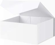 🎁 blk&wh gift box: elegant bridesmaid proposal box with magnetic closure lid - 9.5x7x4 inches, glossy white, collapsible - ideal for gift packaging logo