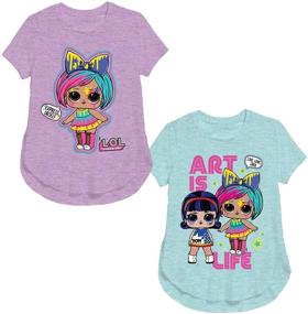 img 4 attached to 🎨 Lol Surprise Doll Express Yourself 2-Pack T-Shirt Set: MGA Girls Purple Heather T-Shirt & Art is Life Green Heather T-Shirt