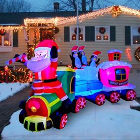 img 4 attached to 8ft LED Lighted Inflatable Christmas Train with Santa Claus & 🚂 Penguin Decorations - Perfect for Yard, Garden, Lawn, Indoors, and Outdoors Home Decor