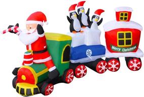 img 3 attached to 8ft LED Lighted Inflatable Christmas Train with Santa Claus & 🚂 Penguin Decorations - Perfect for Yard, Garden, Lawn, Indoors, and Outdoors Home Decor