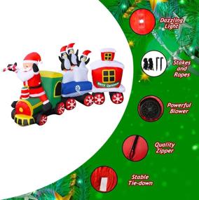 img 2 attached to 8ft LED Lighted Inflatable Christmas Train with Santa Claus & 🚂 Penguin Decorations - Perfect for Yard, Garden, Lawn, Indoors, and Outdoors Home Decor