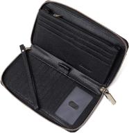 seammer women's rfid blocking leather zip around wallet clutch - stylish black phone holder wristlet travel purse logo