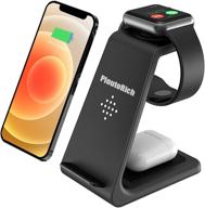 🔌 плуторич 3-в-1 беспроводная зарядная станция: iphone 12/11/pro/pro max/se/xs/8, apple watch series, airpods pro/2 - совместима с qi логотип