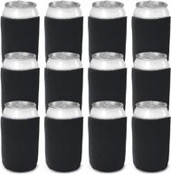 🍺 csbd beer can coolers sleeves - insulated reusable drink caddies for parties, weddings & events - bulk 12 pack, black logo