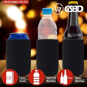 img 1 attached to 🍺 CSBD Beer Can Coolers Sleeves - Insulated Reusable Drink Caddies for Parties, Weddings & Events - Bulk 12 Pack, Black