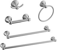 🛁 sagetta nickel bathroom hardware set - complete 5-piece bath accessories bundle: 20" & 16" towel bars, towel ring, tp holder, and towel hook, all in brushed nickel for wall mount logo