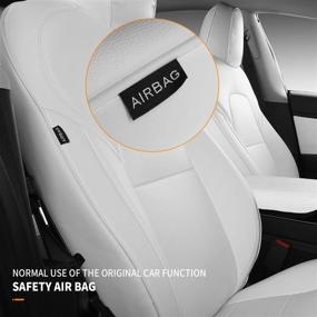 img 3 attached to 🚗 All-Season Nappa Leather Front Car Seat Cushion Protector for Tesla Model 3 Model Y - Bomely Fit, 2017-2021 Accessories (White, 5 Pcs)