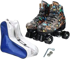 img 1 attached to 🎁 Classic High-top Roller Skates for Women and Men - Double Row 4 Wheels Skating for Indoor and Outdoor Fun - Unisex Christmas Party Skates with Bag