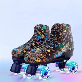 img 3 attached to 🎁 Classic High-top Roller Skates for Women and Men - Double Row 4 Wheels Skating for Indoor and Outdoor Fun - Unisex Christmas Party Skates with Bag