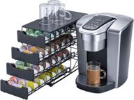 ☕️ compact counter rice rat k cup holder for keurig & mr. coffee (holds 84 pods - 4 tiers) for coffee & tea логотип