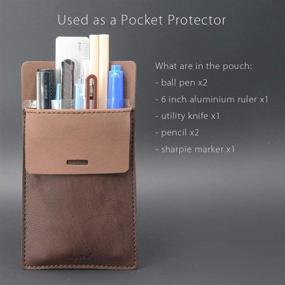 img 1 attached to 🖋️ Premium Leather Pocket Protector: Securely Holds 5 Pens, Innovative Design Ensures Pen Clip Protection. Perfect for Shirts and Lab Coats. 2-Pack, Durable Thick PU Leather.