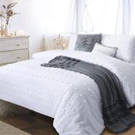 набор постельного белья white queen boho с текстурным узором, полосами, свернутым краем и вышивкой из 100% хлопка - крышка для одеяла. логотип