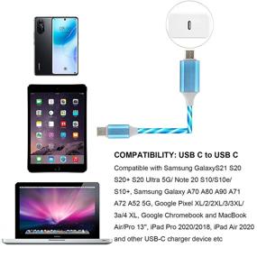 img 1 attached to 💡 KORABA 6FT LED Lighted USB C to USB C Cable: Fast Charging 60W for Samsung Galaxy S21/S21+, MacBook, iPad Pro 2020 (Blue Light)