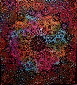 img 3 attached to Handicrafts Tie Dye Star Elephant Mandala Wall Hanging Tapestry 🎨 - Boho Hippie Hippy Beach Throw Coverlet Curtain 90x84 Inches, Multi Color