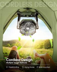 img 2 attached to 🔋 OHgood-Drchop X25 Portable Fan Rechargeable: 8-Inch Battery Operated Powered fan with Light, Hook, Power Bank - Army Green, Ideal for Camping & Personal Use