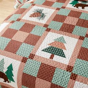 img 2 attached to 🛏️ Full/Queen Size Lodge Bedspread Set - Reversible Lightweight Bear Quilt - Rustic Cabin Bedding Coverlet Set for All Seasons (Brown & Green) - Includes 1 Quilt + 2 Pillow Shams