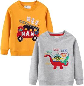 img 4 attached to 👕 LOKTARC Patterned Pullover Crewneck: Trendy Sweatshirts for Boys' Fashion