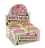 hem incense from india: white musk - 12 boxes, 10 cones per box logo