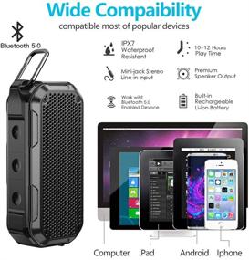img 3 attached to Black Waterproof Bluetooth Speaker: Portable Wireless Outdoor Speaker with Stereo Sound (BT708)