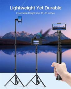 img 1 attached to Andobil 62'' All-in-One Tripod for iPhone with Bluetooth Remote: Extendable Stand for iPhone 13/12 Pro Max, Android & GoPro Cameras [Heavy Duty & Lightweight]