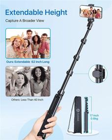 img 2 attached to Andobil 62'' All-in-One Tripod for iPhone with Bluetooth Remote: Extendable Stand for iPhone 13/12 Pro Max, Android & GoPro Cameras [Heavy Duty & Lightweight]