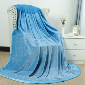 img 3 attached to Soft Flannel Fleece Blanket Twin Size - Cozy Microfiber Plush Blanket for Bed or Sofa | Lightweight Gradient Ombre Design | 59" x 88" | Sea Blue