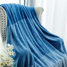 img 2 attached to Soft Flannel Fleece Blanket Twin Size - Cozy Microfiber Plush Blanket for Bed or Sofa | Lightweight Gradient Ombre Design | 59" x 88" | Sea Blue