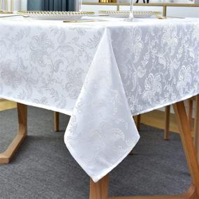 img 4 attached to 🌊 Waterproof Antiwrinkle Rectangle Tablecloth: Stylish Decorative Essential